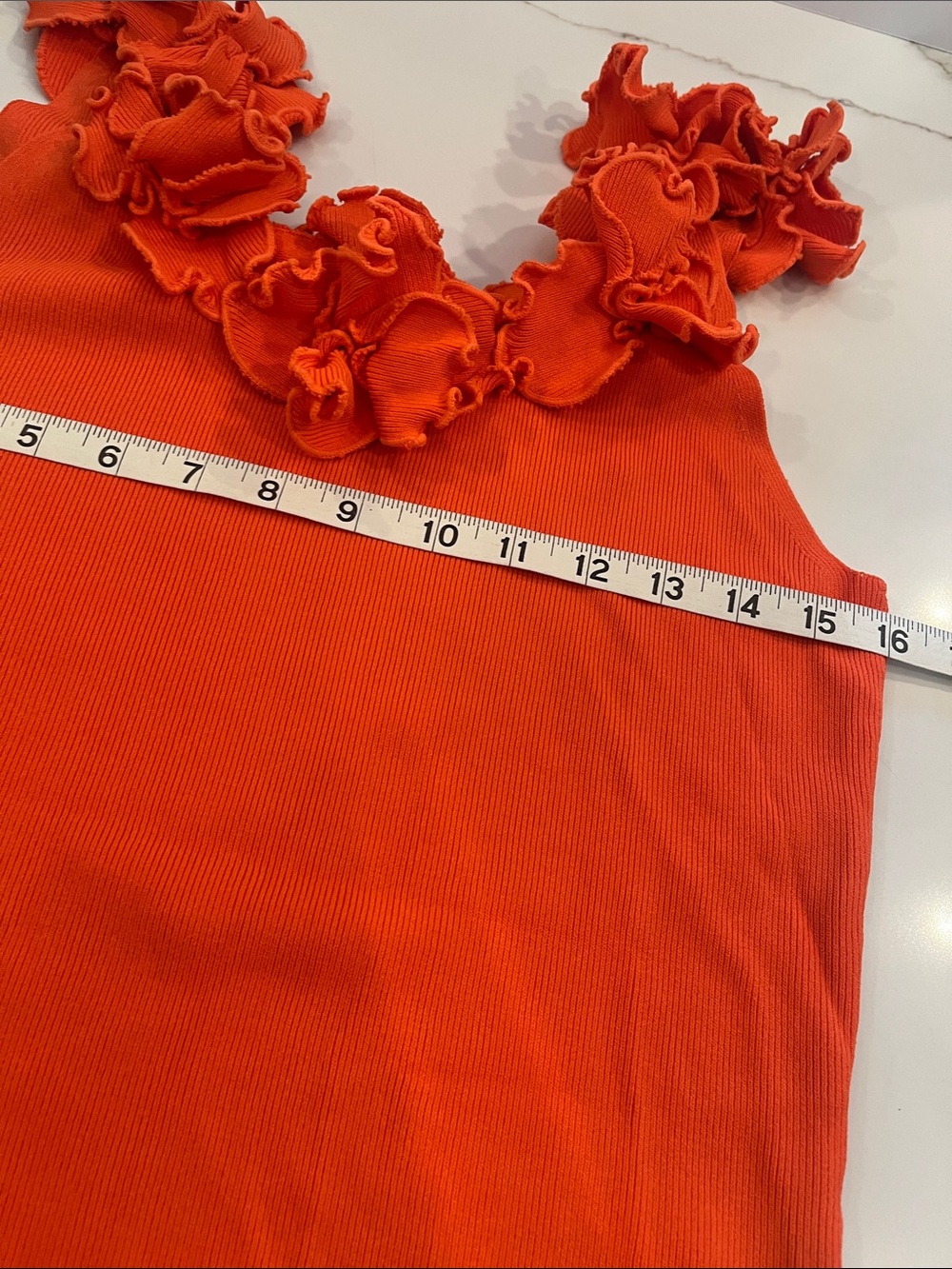 Venini Bright Orange Ruffle-Trim Tank Sz. Lg - Picture 6 of 10